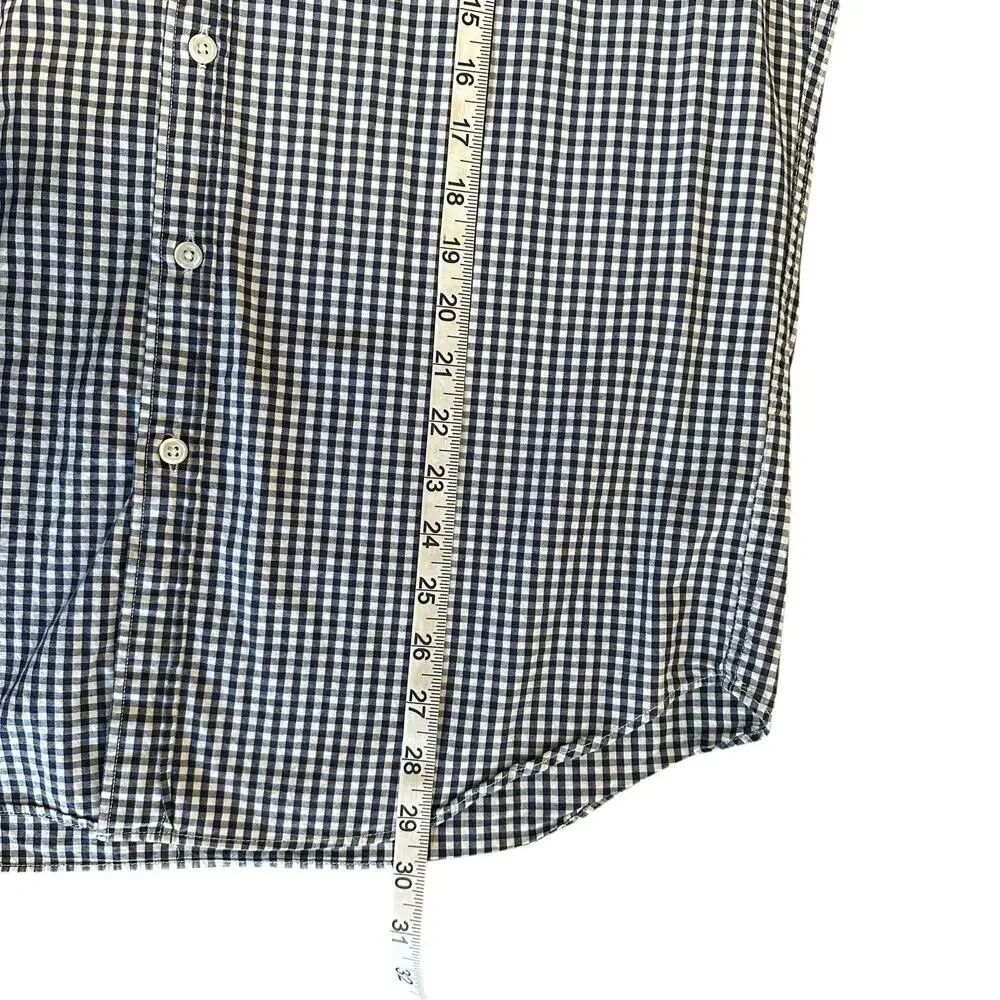 J. Crew Men's Navy/White Gingham Mercantile Flex Long Sleeve Button Down Size L